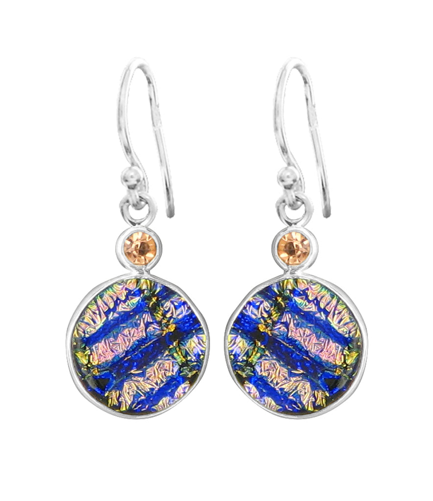 Sterling Silver Dichroic Glass Handmade Hook Earrings