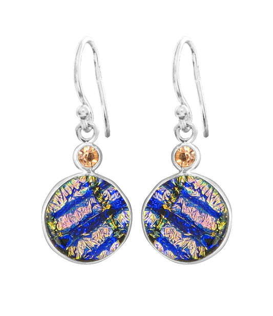 Sterling Silver Dichroic Glass Handmade Hook Earrings