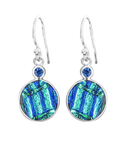 Sterling Silver Dichroic Glass Handmade Hook Earrings