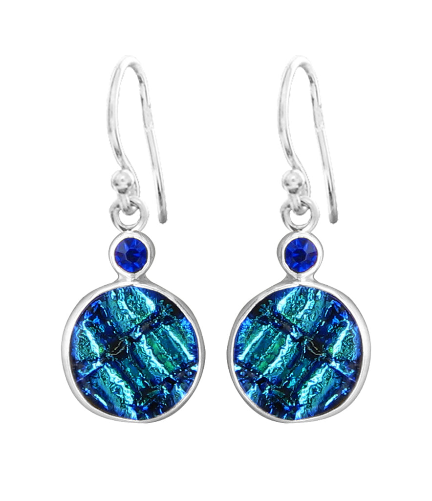 Sterling Silver Dichroic Glass Handmade Hook Earrings