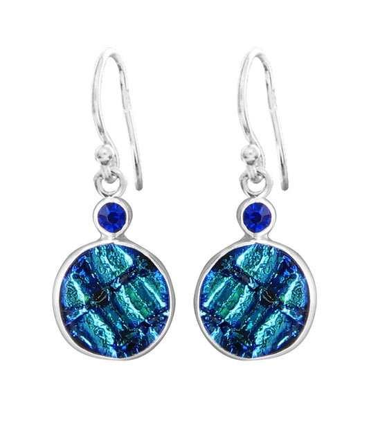Sterling Silver Dichroic Glass Handmade Hook Earrings
