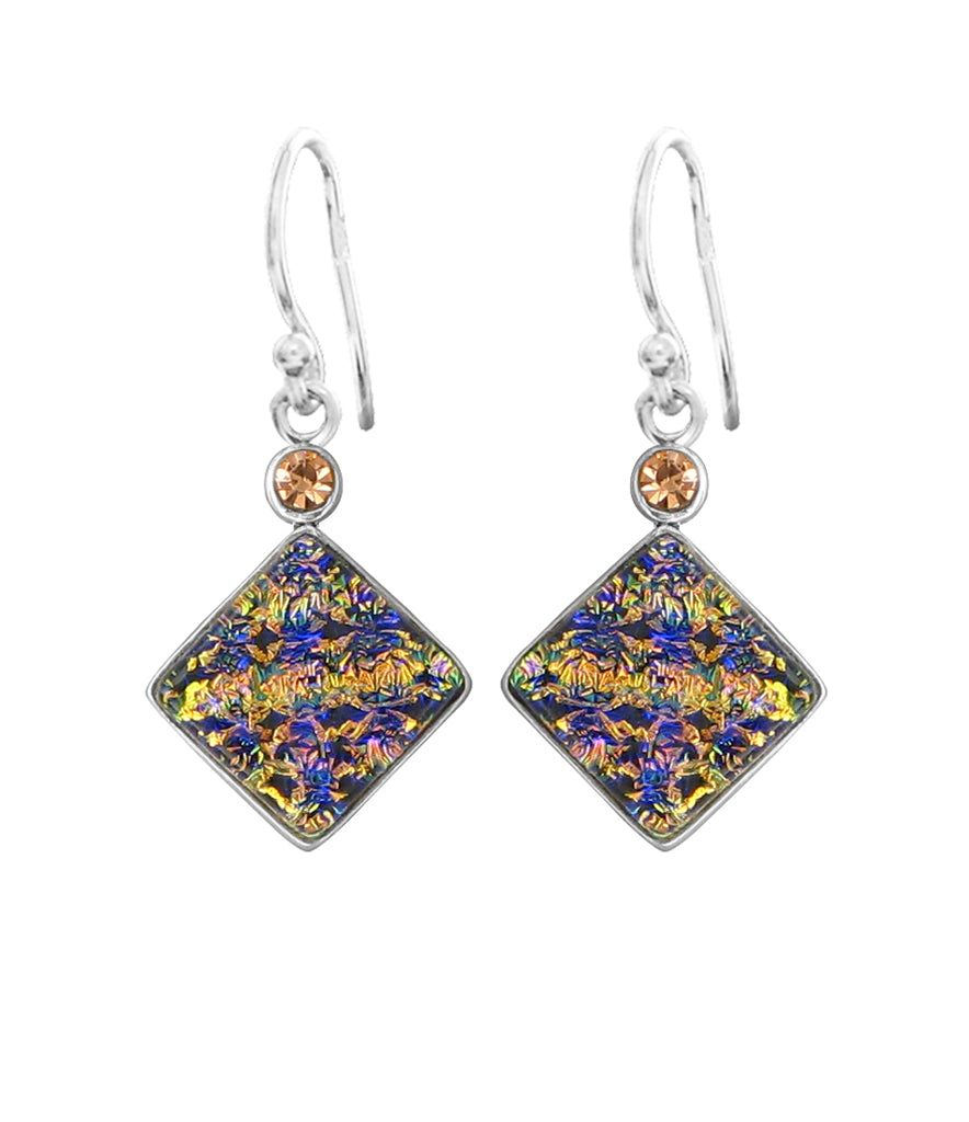 Sterling Silver Dichroic Glass Handmade Hook Earrings