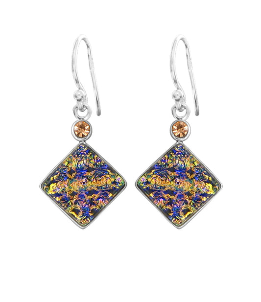 Sterling Silver Dichroic Glass Handmade Hook Earrings