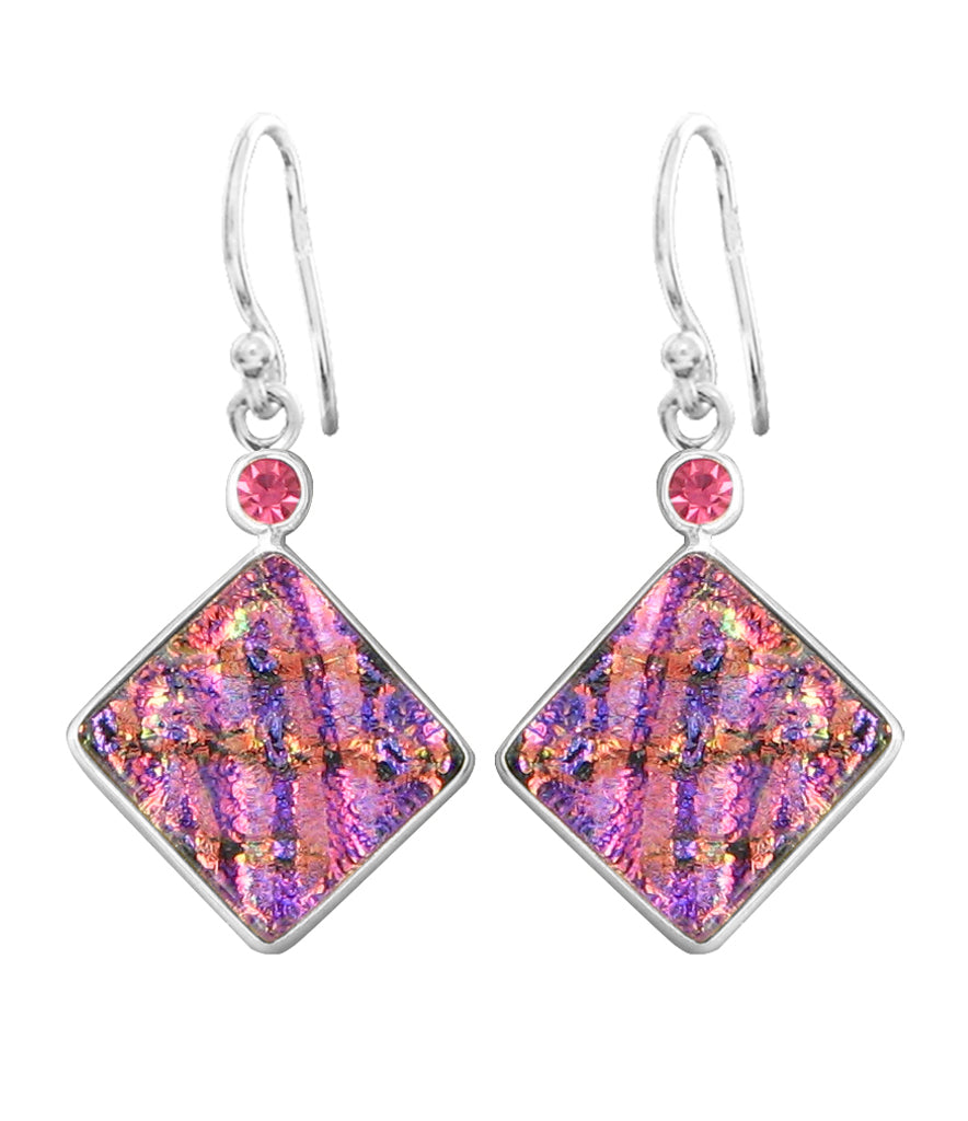 Sterling Silver Dichroic Glass Handmade Hook Earrings