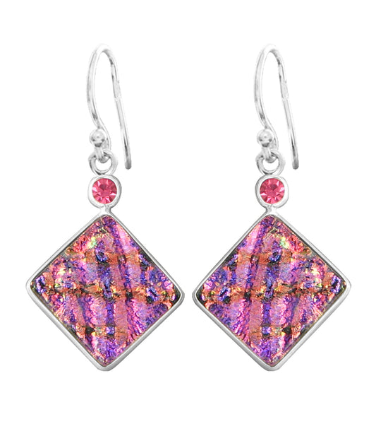 Sterling Silver Dichroic Glass Handmade Hook Earrings
