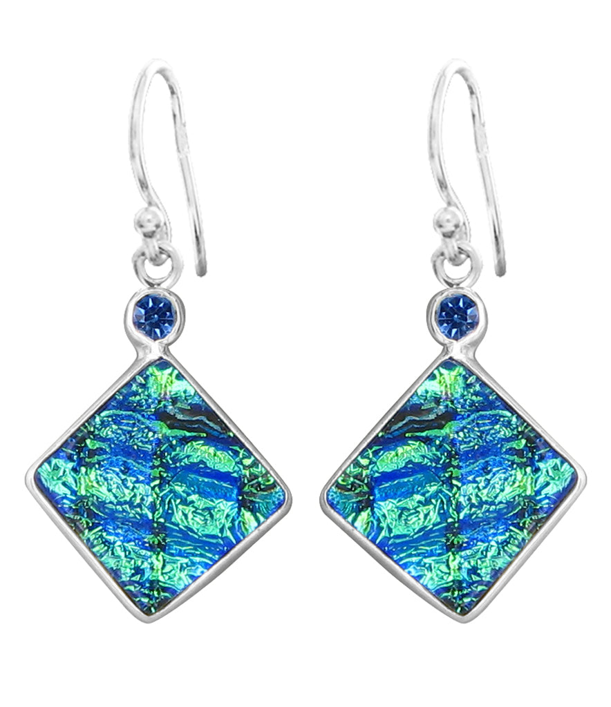 Sterling Silver Dichroic Glass Handmade Hook Earrings