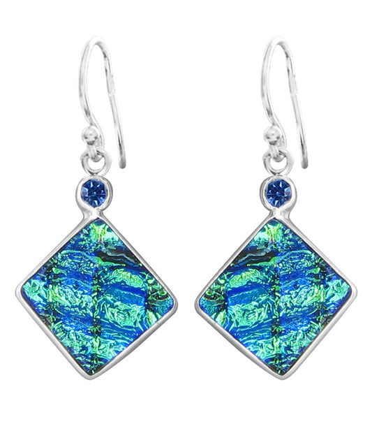 Sterling Silver Dichroic Glass Handmade Hook Earrings