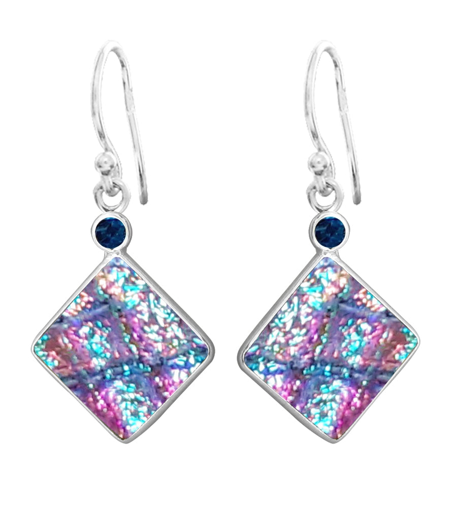 Sterling Silver Dichroic Glass Handmade Hook Earrings