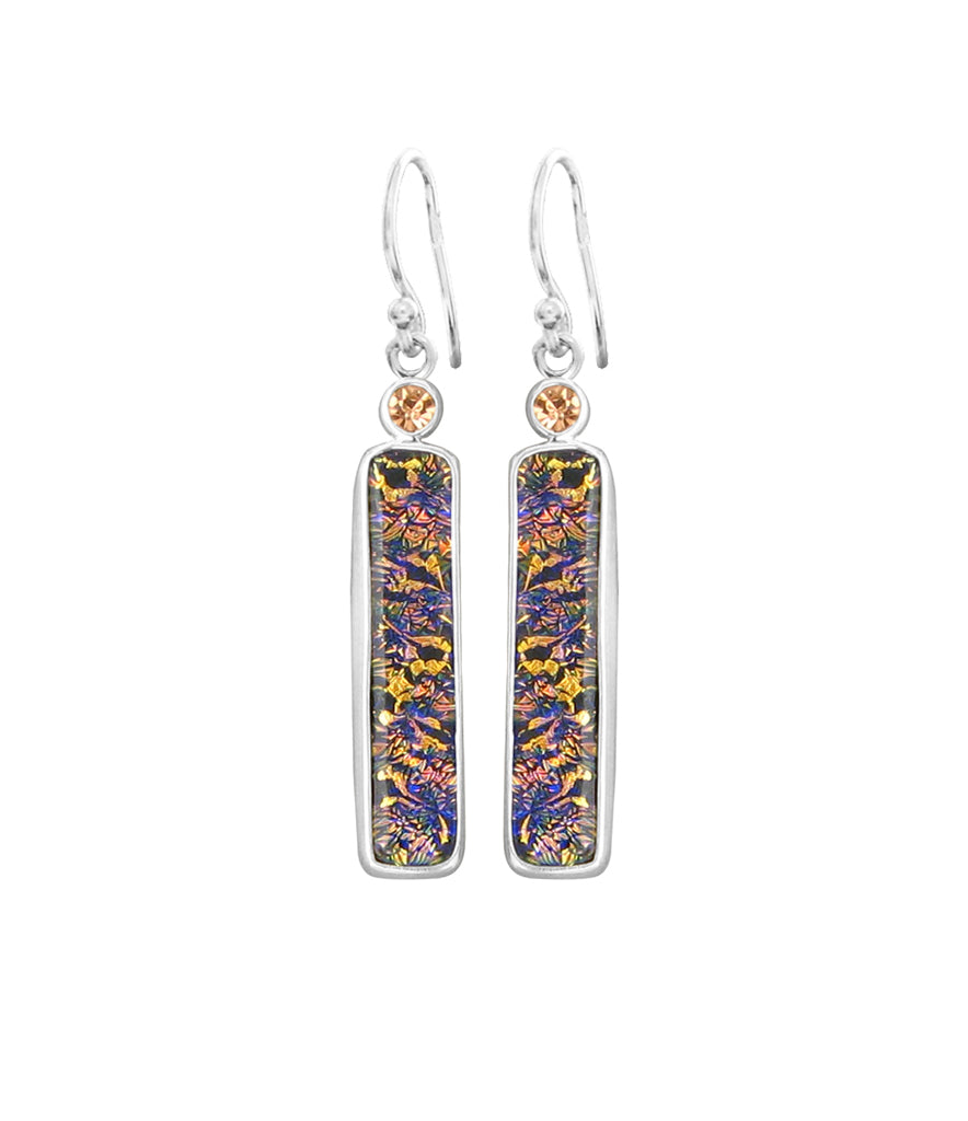 Sterling Silver Dichroic Glass Handmade Hook Earrings