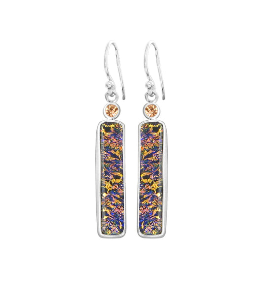 Sterling Silver Dichroic Glass Handmade Hook Earrings