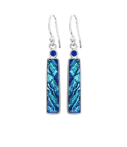 Sterling Silver Dichroic Glass Handmade Hook Earrings