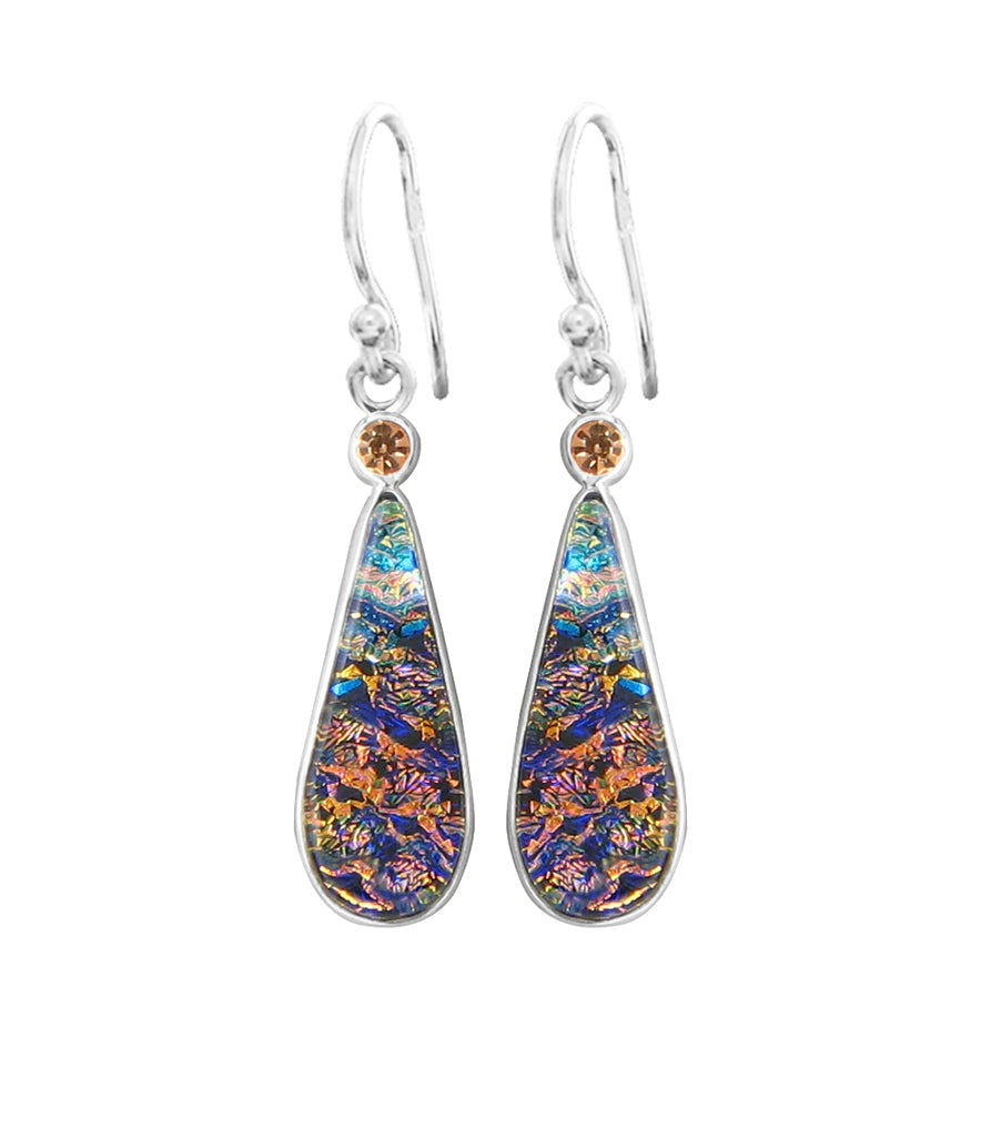 Sterling Silver Dichroic Glass Handmade Hook Earrings