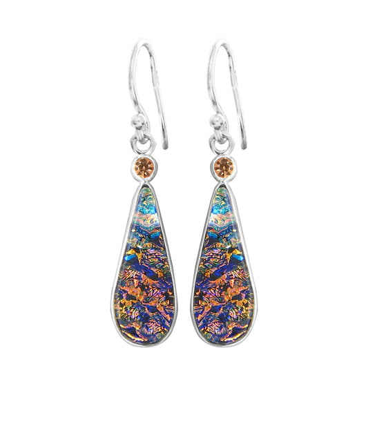 Sterling Silver Dichroic Glass Handmade Hook Earrings