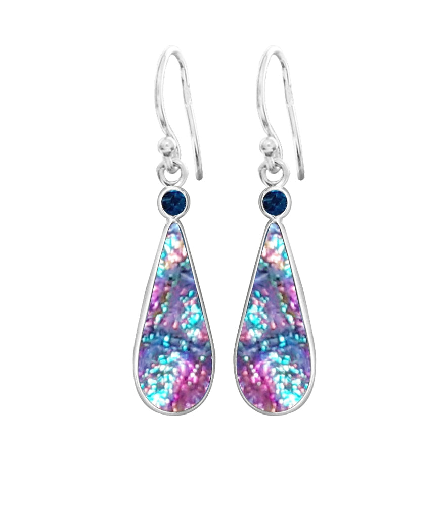 Sterling Silver Dichroic Glass Handmade Hook Earrings
