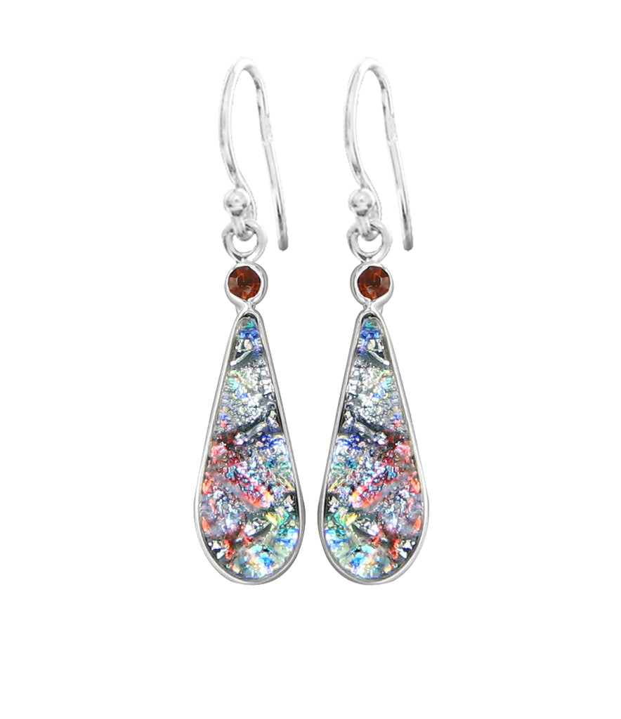 Sterling Silver Dichroic Glass Handmade Hook Earrings
