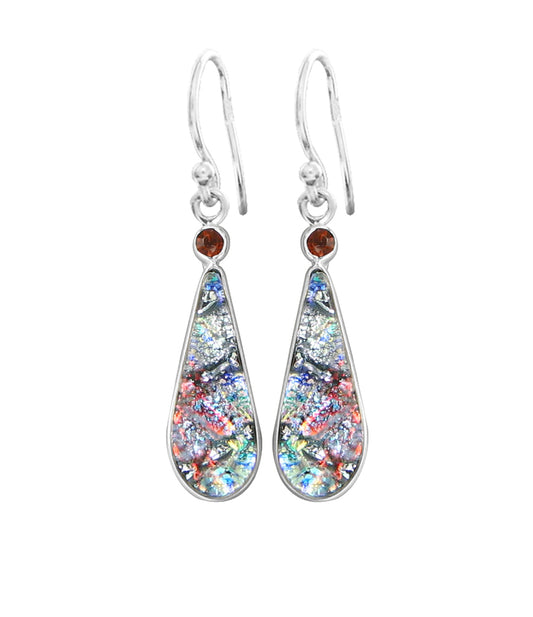 Sterling Silver Dichroic Glass Handmade Hook Earrings
