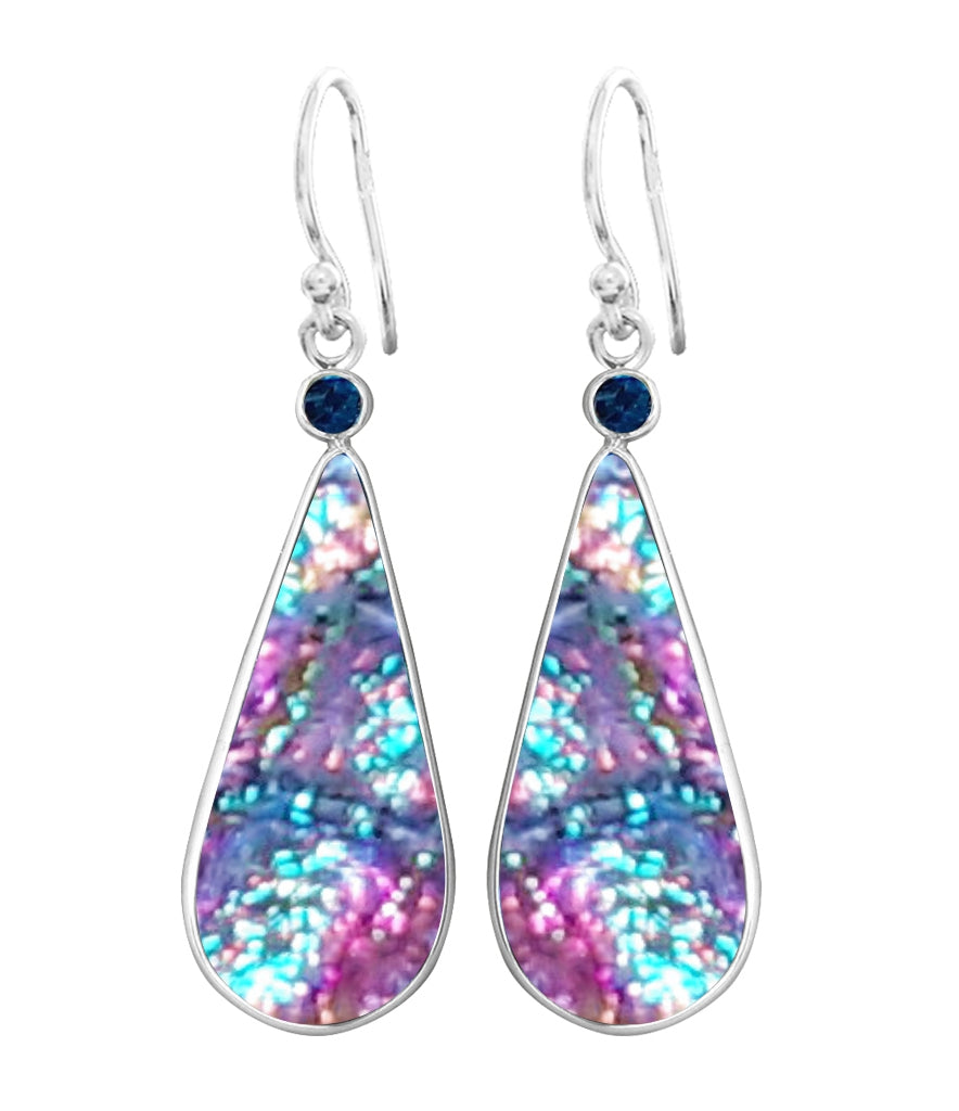 Sterling Silver Dichroic Glass Handmade Hook Earrings
