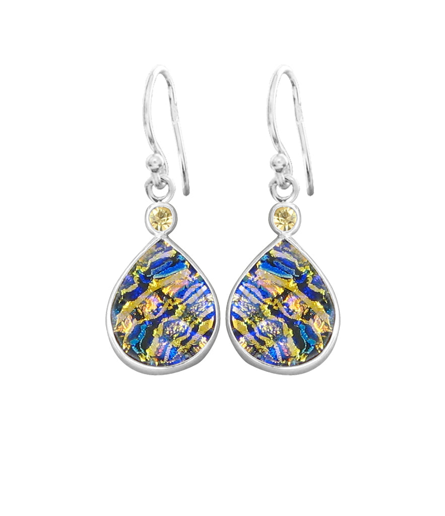 Sterling Silver Dichroic Glass Handmade Hook Earrings