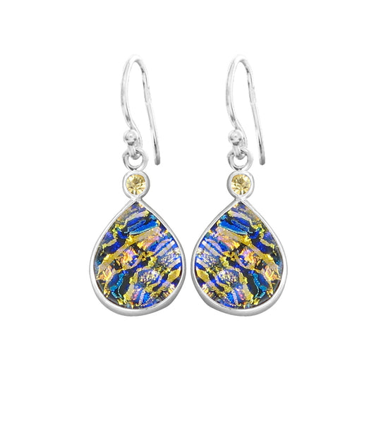 Sterling Silver Dichroic Glass Handmade Hook Earrings