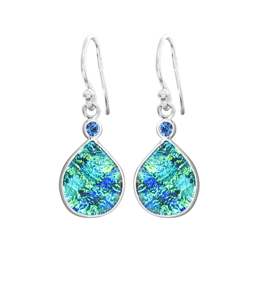 Sterling Silver Dichroic Glass Handmade Hook Earrings