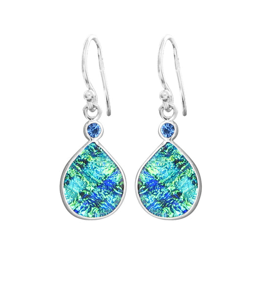 Sterling Silver Dichroic Glass Handmade Hook Earrings
