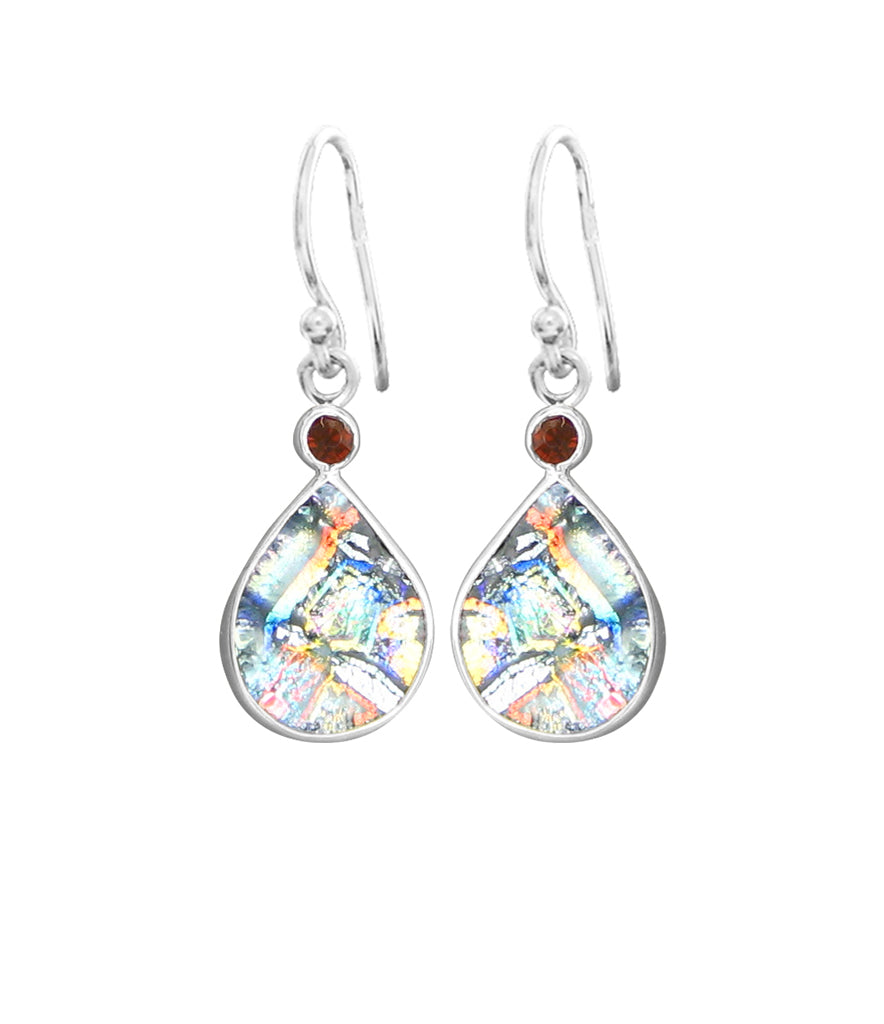 Sterling Silver Dichroic Glass Handmade Hook Earrings