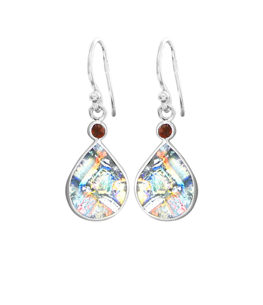 Sterling Silver Dichroic Glass Handmade Hook Earrings