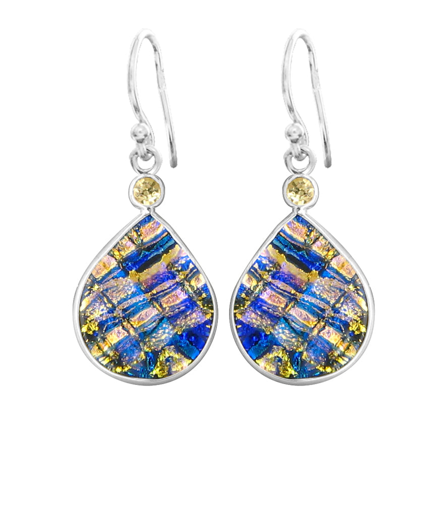 Sterling Silver Dichroic Glass Handmade Hook Earrings