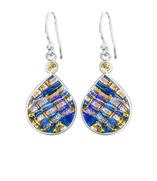 Sterling Silver Dichroic Glass Handmade Hook Earrings