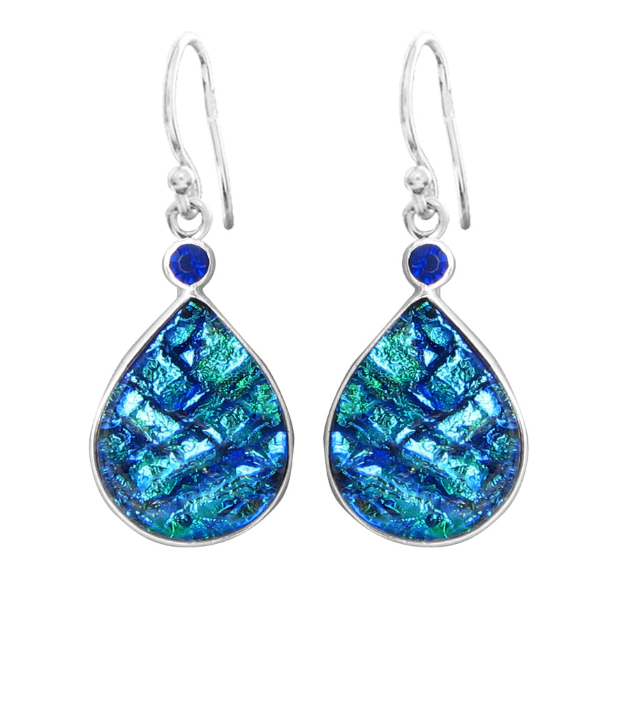 Sterling Silver Dichroic Glass Handmade Hook Earrings