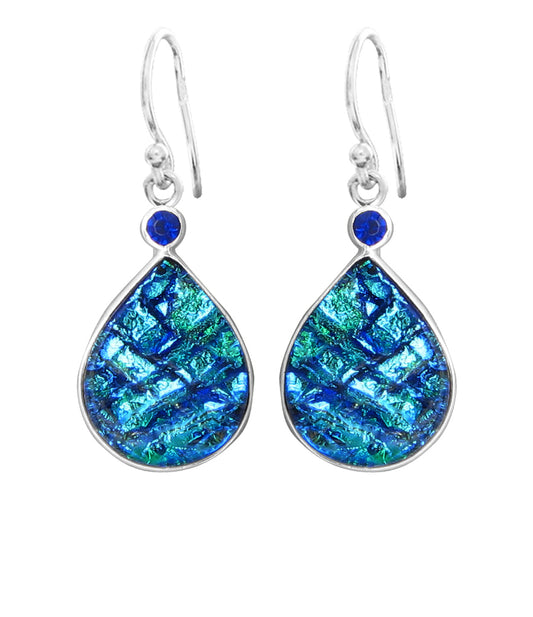 Sterling Silver Dichroic Glass Handmade Hook Earrings