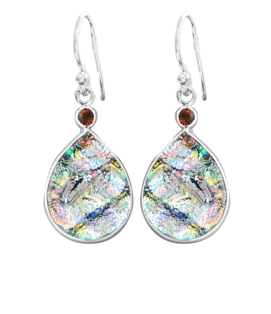 Sterling Silver Dichroic Glass Handmade Hook Earrings