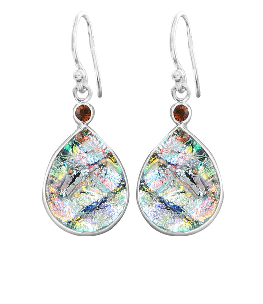 Sterling Silver Dichroic Glass Handmade Hook Earrings