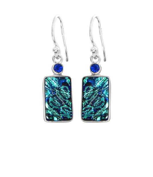 Sterling Silver Dichroic Glass Handmade Hook Earrings