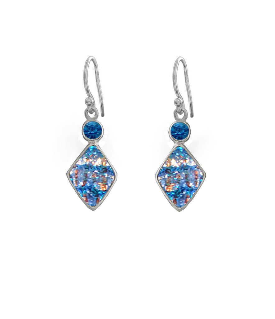 Sterling Silver Dichroic Glass Handmade Hook Earrings