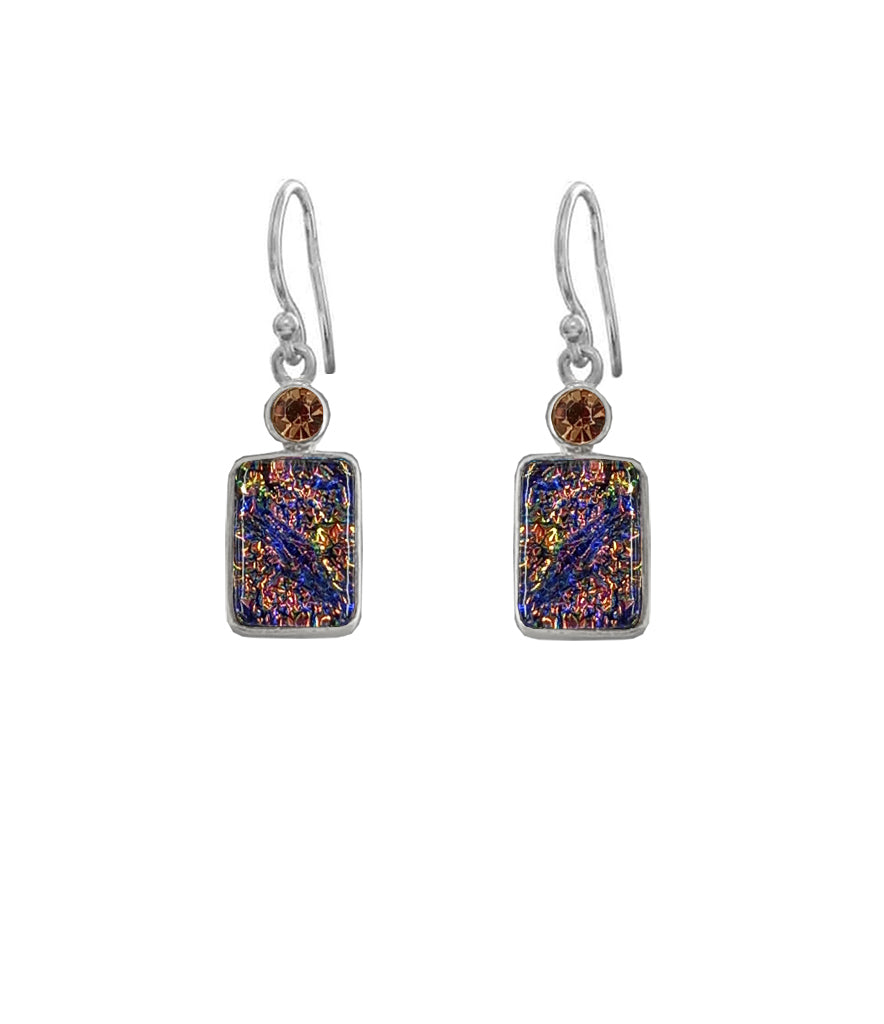 Sterling Silver Dichroic Glass Handmade Hook Earrings