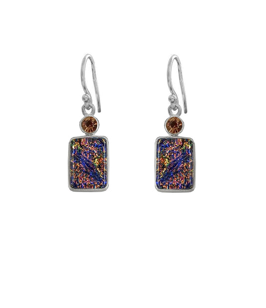 Sterling Silver Dichroic Glass Handmade Hook Earrings