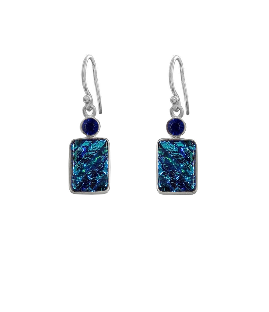 Sterling Silver Dichroic Glass Handmade Hook Earrings