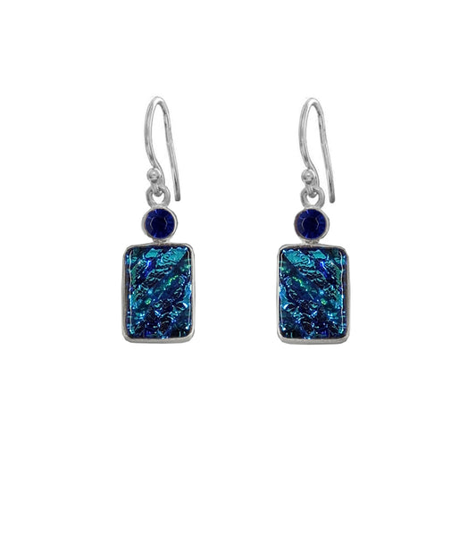 Sterling Silver Dichroic Glass Handmade Hook Earrings