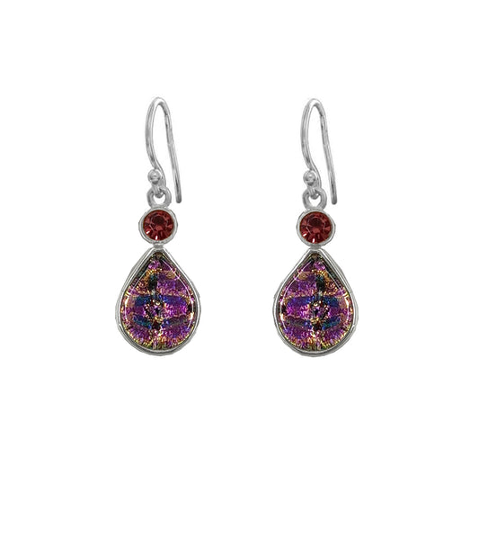 Sterling Silver Dichroic Glass Handmade Hook Earrings