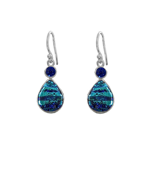 Sterling Silver Dichroic Glass Handmade Hook Earrings