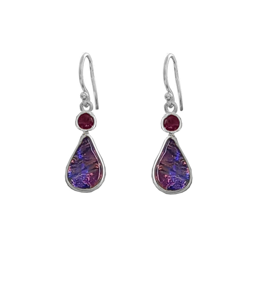 Sterling Silver Dichroic Glass Handmade Hook Earrings
