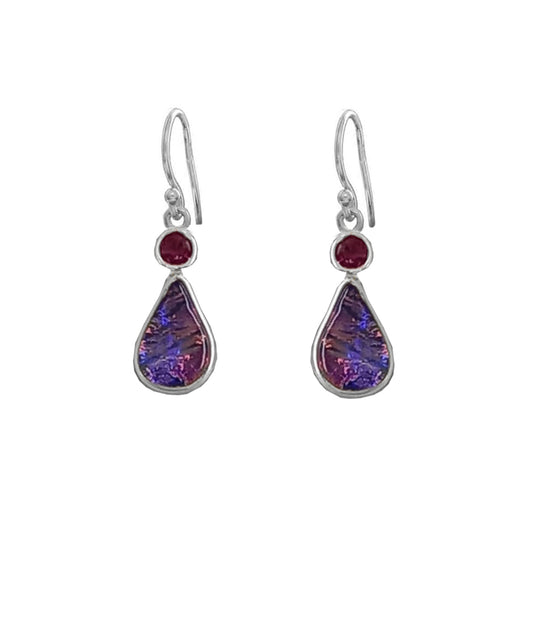 Sterling Silver Dichroic Glass Handmade Hook Earrings