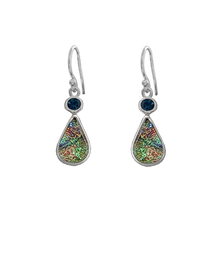 Sterling Silver Dichroic Glass Handmade Hook Earrings