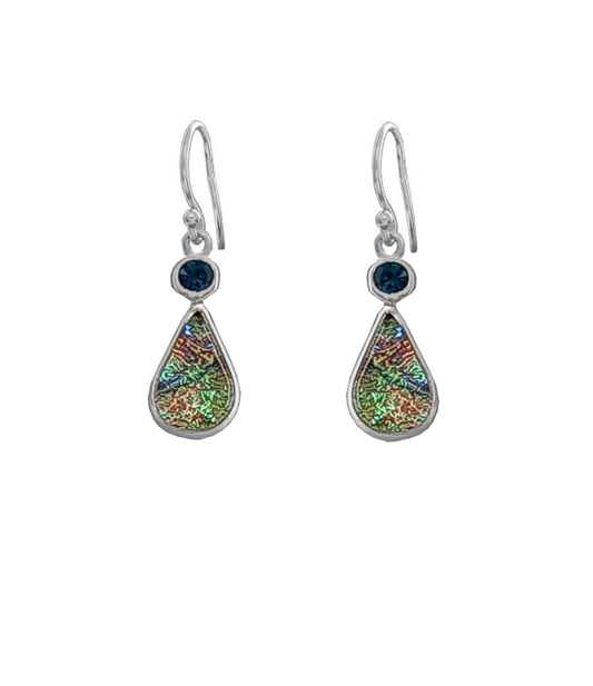 Sterling Silver Dichroic Glass Handmade Hook Earrings