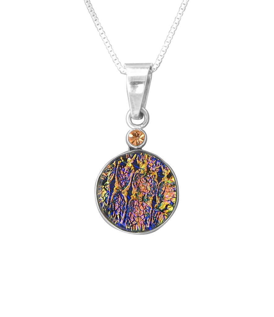 Sterling Silver Dichroic Glass Handmade Hook Pendant (No Chain)