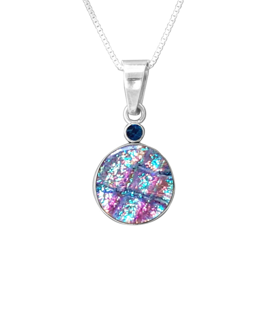 Sterling Silver Dichroic Glass Handmade Hook Pendant (No Chain)