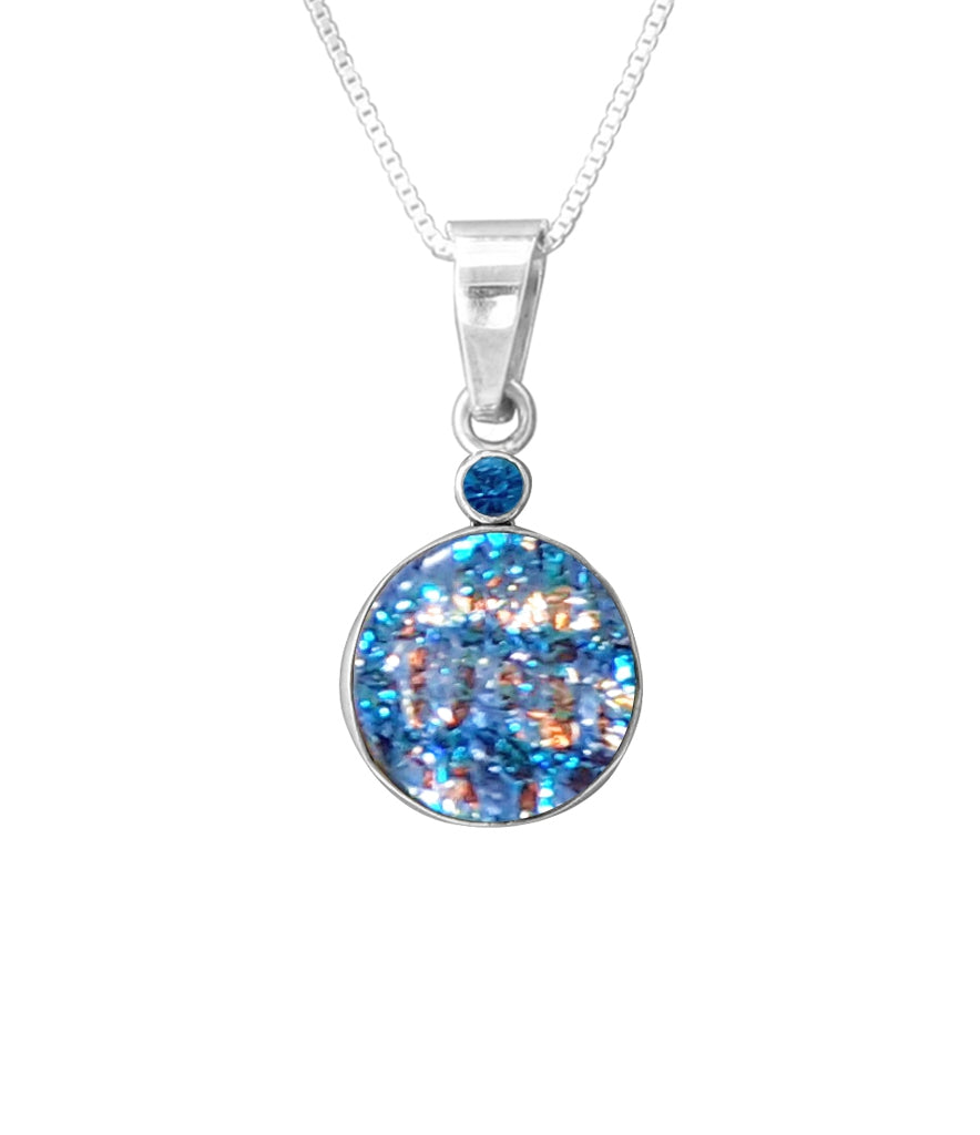 Sterling Silver Dichroic Glass Handmade Hook Pendant (No Chain)