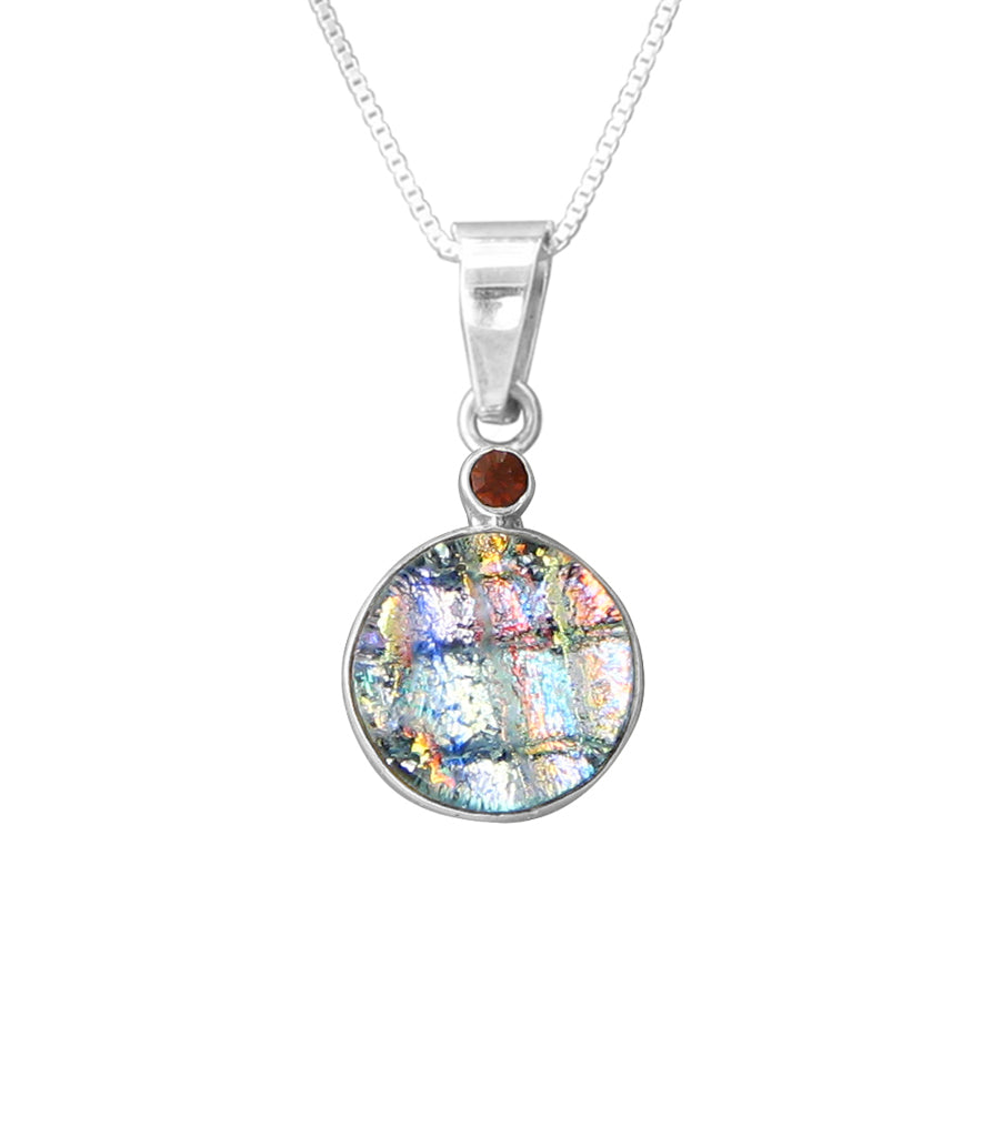 Sterling Silver Dichroic Glass Handmade Hook Pendant (No Chain)