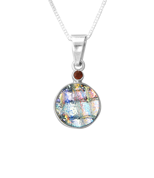Sterling Silver Dichroic Glass Handmade Hook Pendant (No Chain)